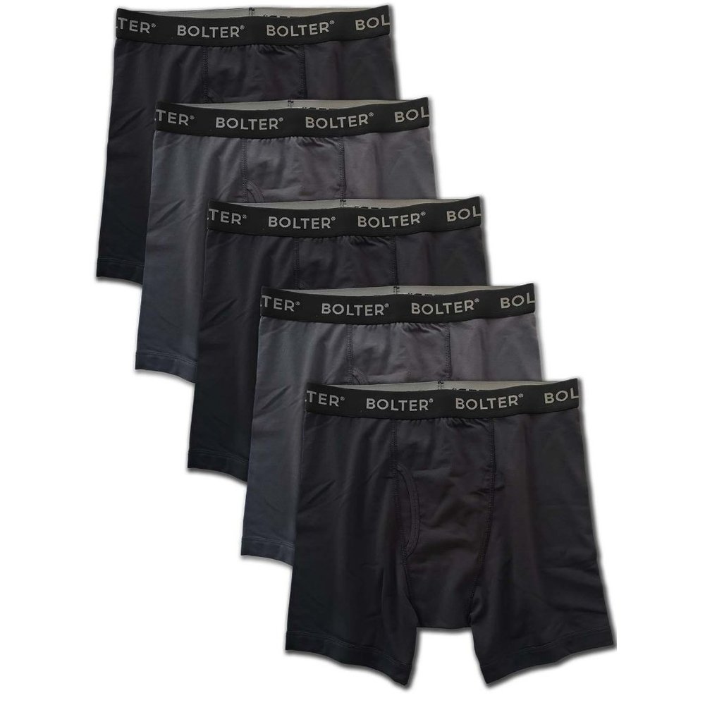 5-Pack Men's Boxer Briefs Cotton Spandex Stretch S-4X 8001 Black/Grey New NWB